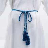 chinese braided style woven tassel belt knot decorated waist chain colorful waist rope beautiful fashion cummerbund smooth