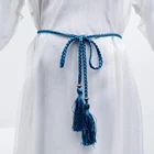 Плетеный пояс в китайском стиле с бахромой, украшенный узлом, цепочка на талию, красочный Пояс, красивый модный пояс, гладкий