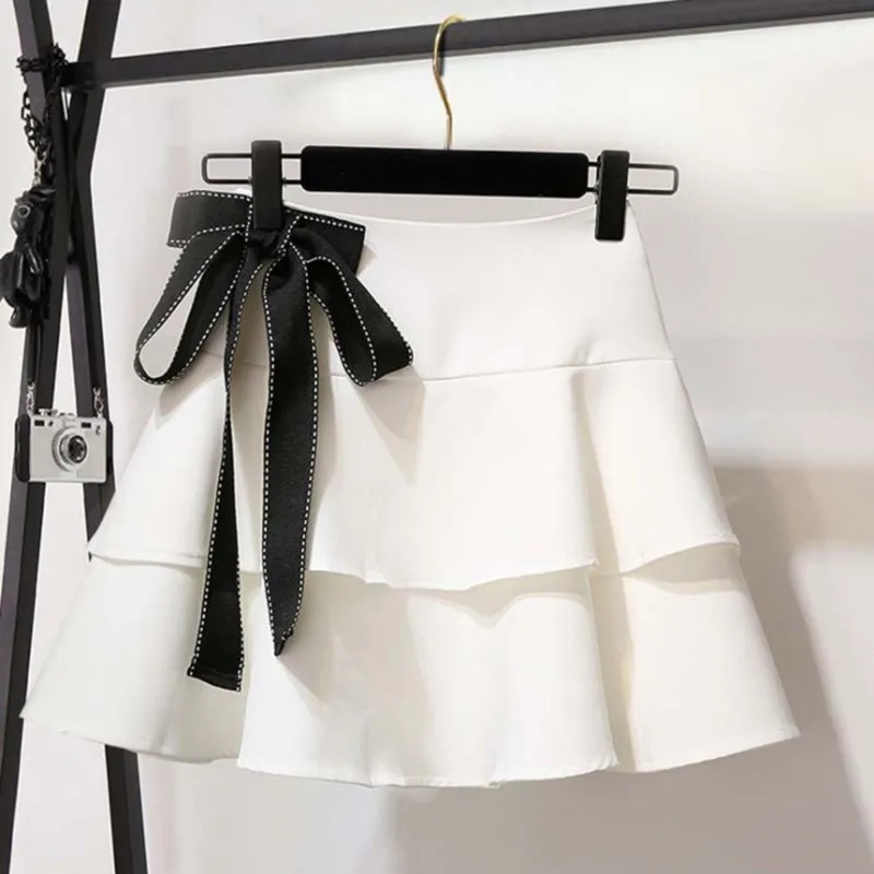 Летний женский милый комплект из 2 предметов без рукавов с бантом черная блузка