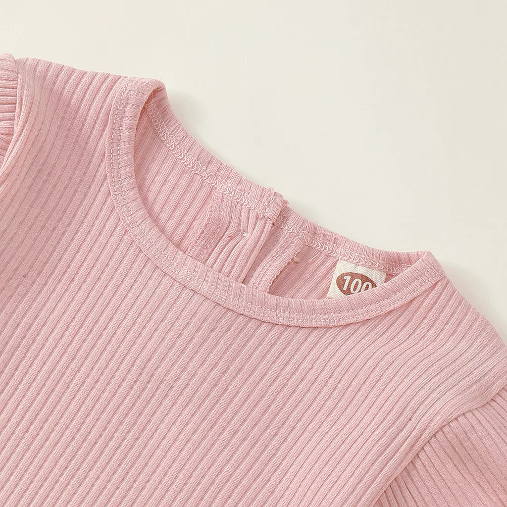 Одежда для маленьких девочек младенцев с длинными рукавами и круглым вырезом