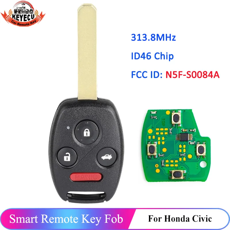 KEYECU N5F-S0084A 3 + 1 4-кнопочный пульт дистанционного управления для автомобиля 313 8 МГц