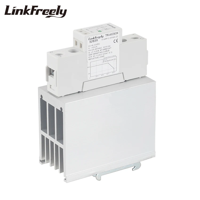 TRA48D60H теплоотвод твердотельный полагается на din рейку SSR 60A DC AC 5V 12V 24V 32VDC вход 42 480VAC