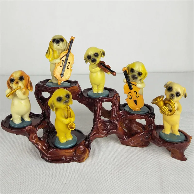 6 шт./партия моделирование животных собака милый щенок статуя оркестр