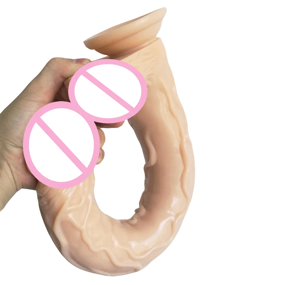 Очень длинный фаллоимитатор 42 см реалистичный мягкий пенис страпон на присоске