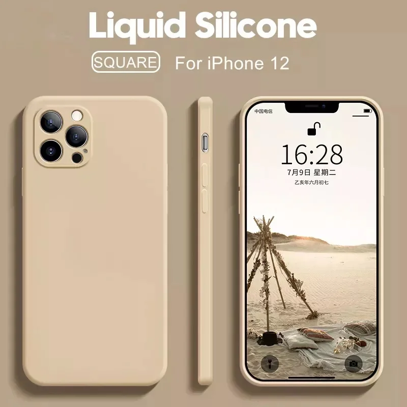 

Original Square Liquid Silicone Case For iPhone 11 12 Pro Max Mini X XR XS MAX 7 8 PLUS SE 2020 Cover Full Protector funda coque