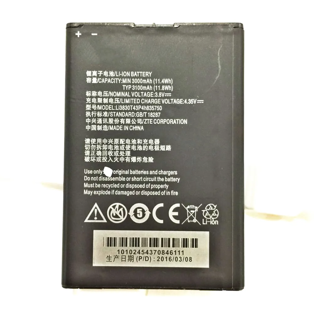 

3.8V 3000mAh Li3830T43P4h835750 For ZTE V5 MAX N958st S2004 S291 Grand SII S2 Battery