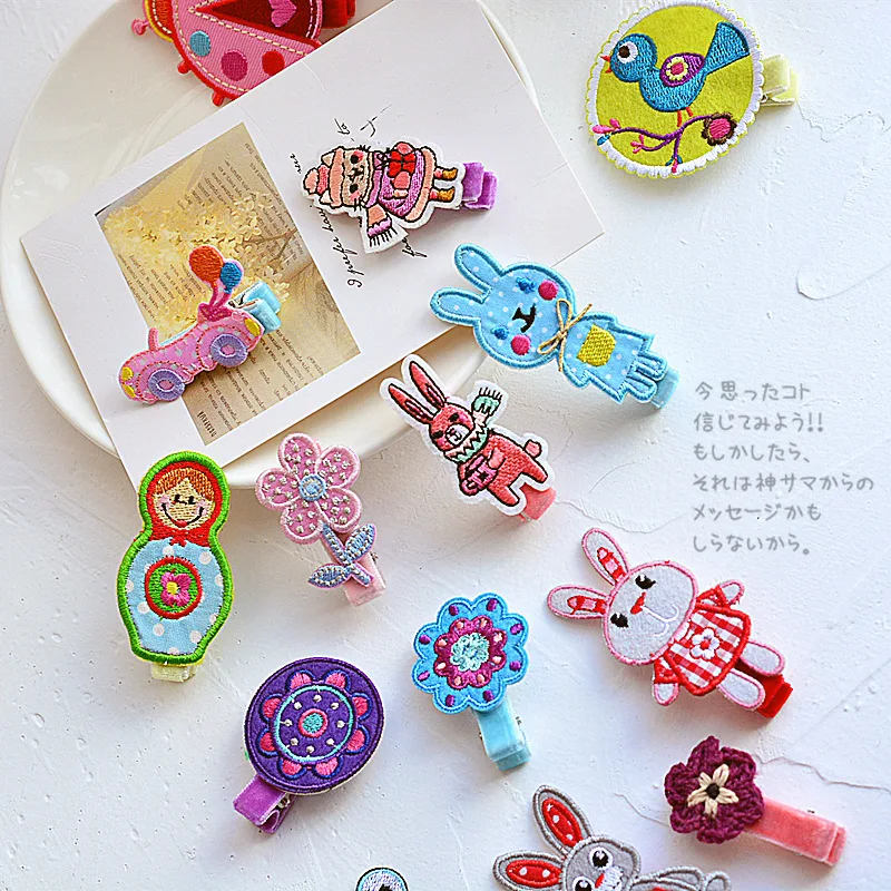 

1 PCS New Cartoon Dimensional Embroidery Cute Girls Hairpins Children Hair Accessories Princess Headwear Baby Hair Clips