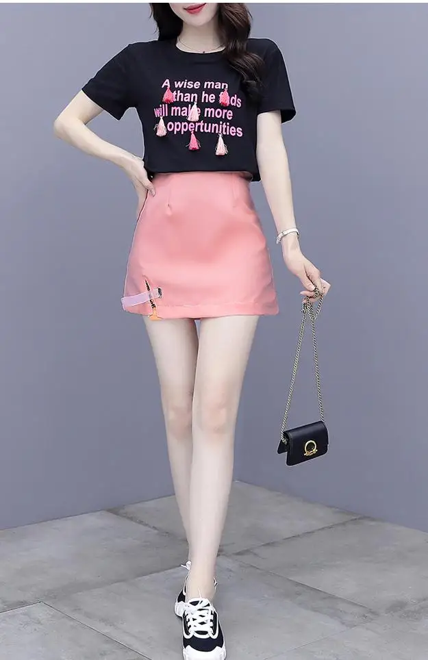 

Summer 2021 New Suit Skirt Female Western Style Small Short-sleeved Shirt Short Skirt Showing High Temperament Two-piece Suit