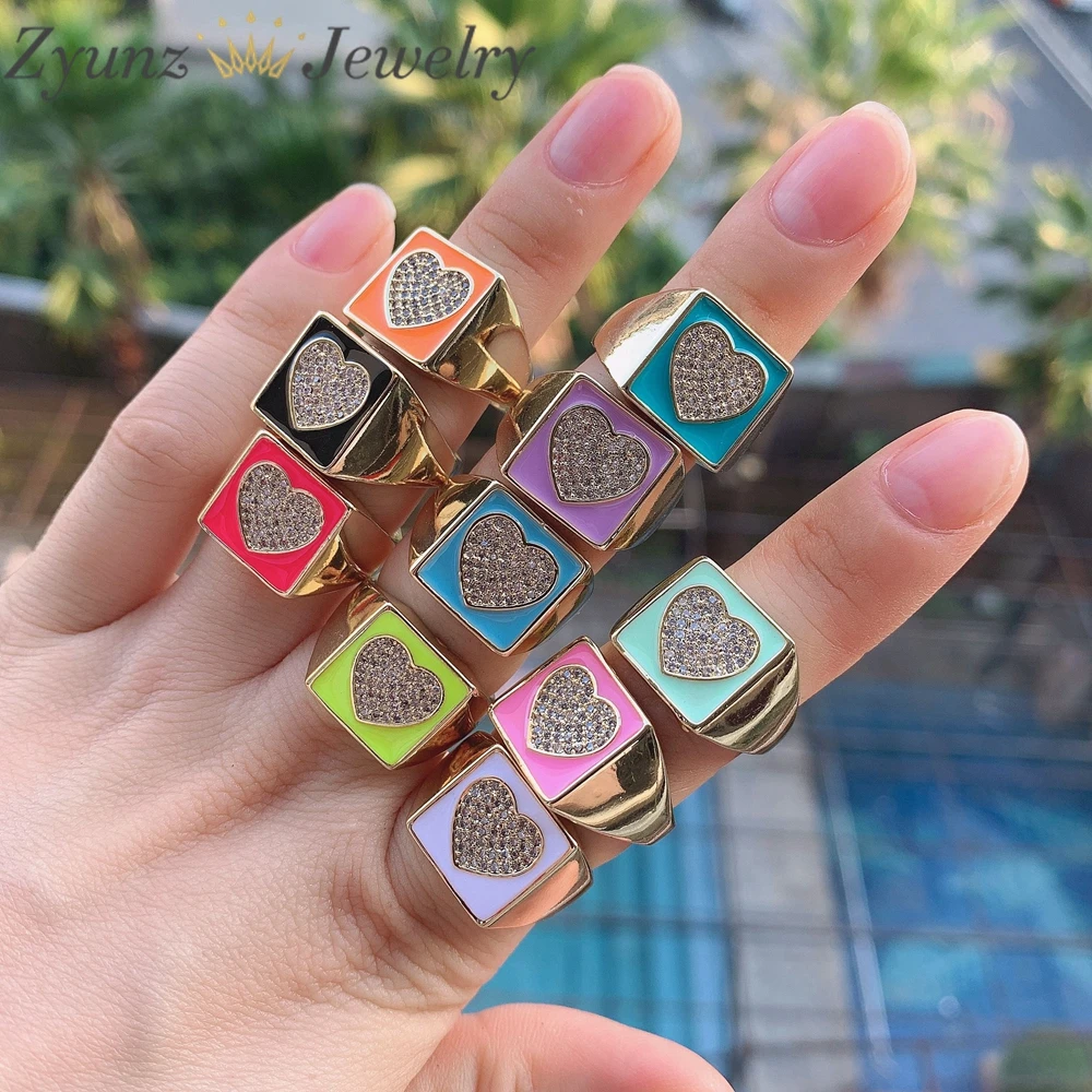 10 шт. женские кольца в стиле панк с эмалью счастливая улыбка лицо звезда сердце