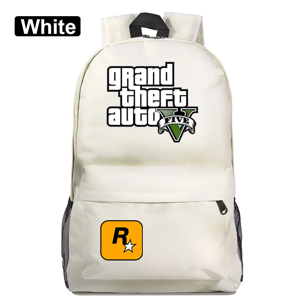 A34-19 Подарочные игры с героями мультфильмов, GTA5, клетчатая школьная сумка ярких цветов для мальчиков и девочек, женский рюкзак, школьные сумки для подростков, холщовые мужские школьные рюкзаки - Цвет: A34-19