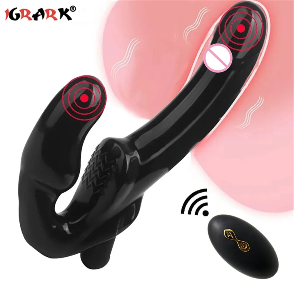 10 скоростей без бретелек вибратор Strapon женский Двойной вибрационный G Spot взрослых