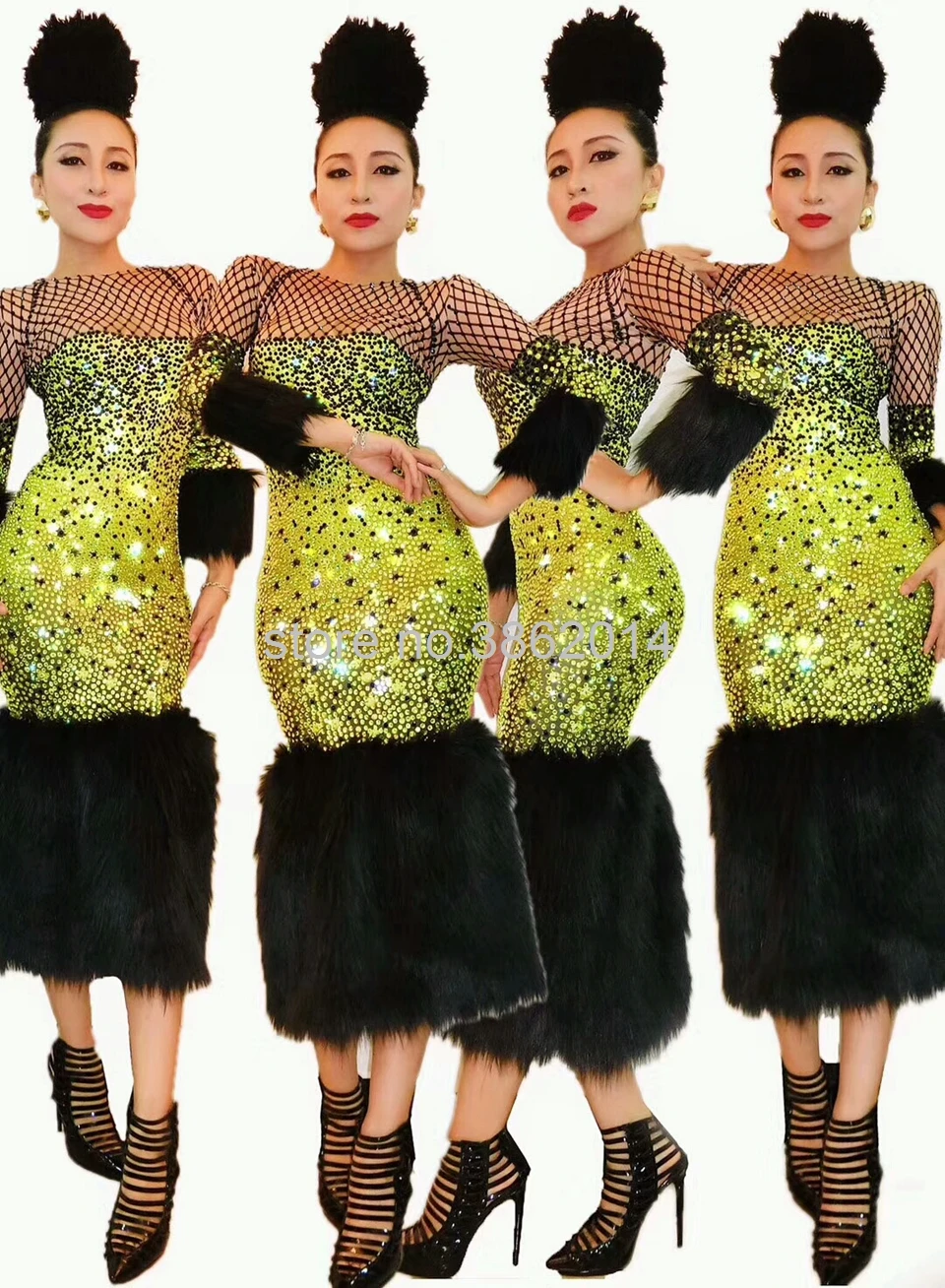 Женское платье с перьями вечернее знаменитости кристаллами зеленое для