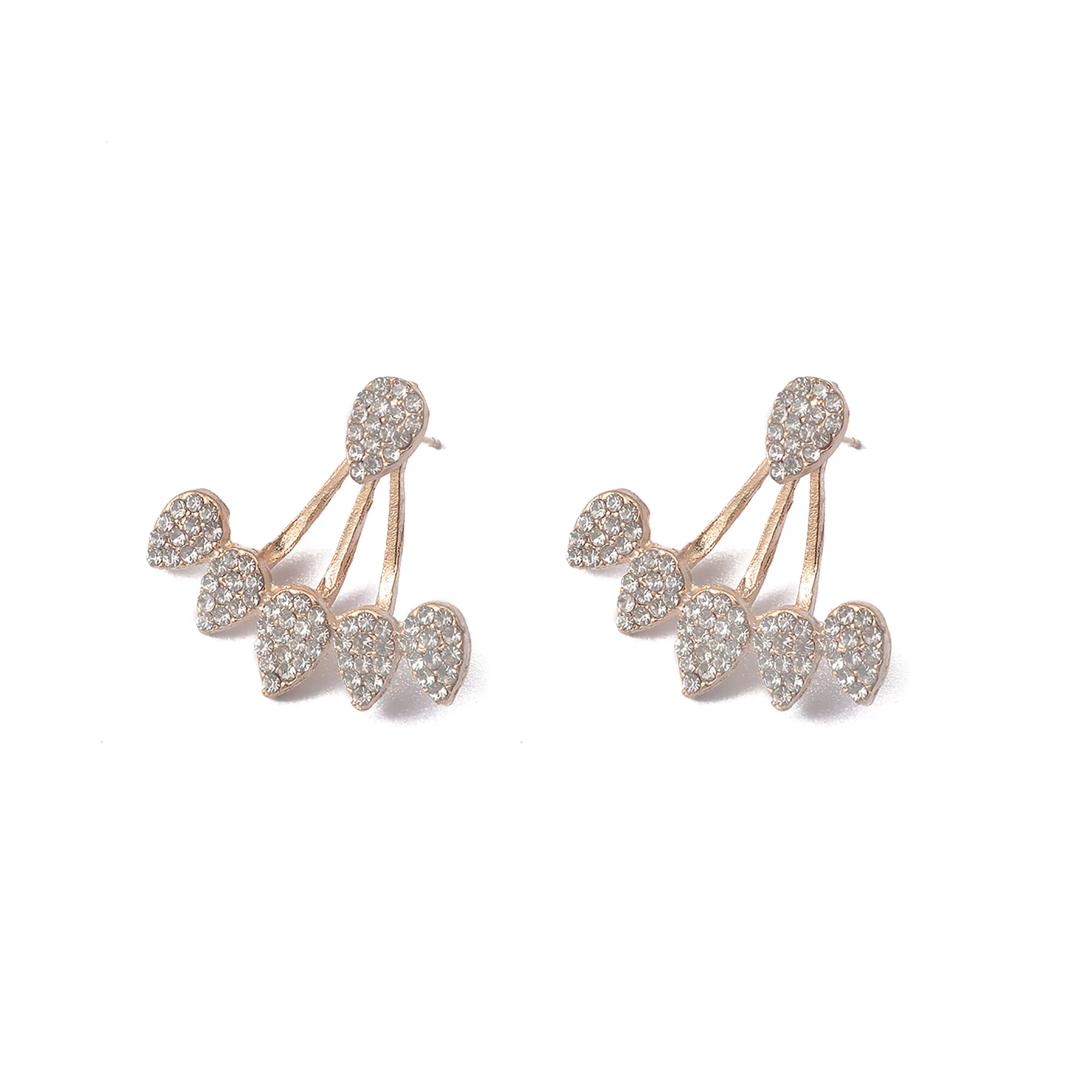 

QW Korea new earrings wholesale full diamond water drop earrings front and back hanging personalized popular Earrings