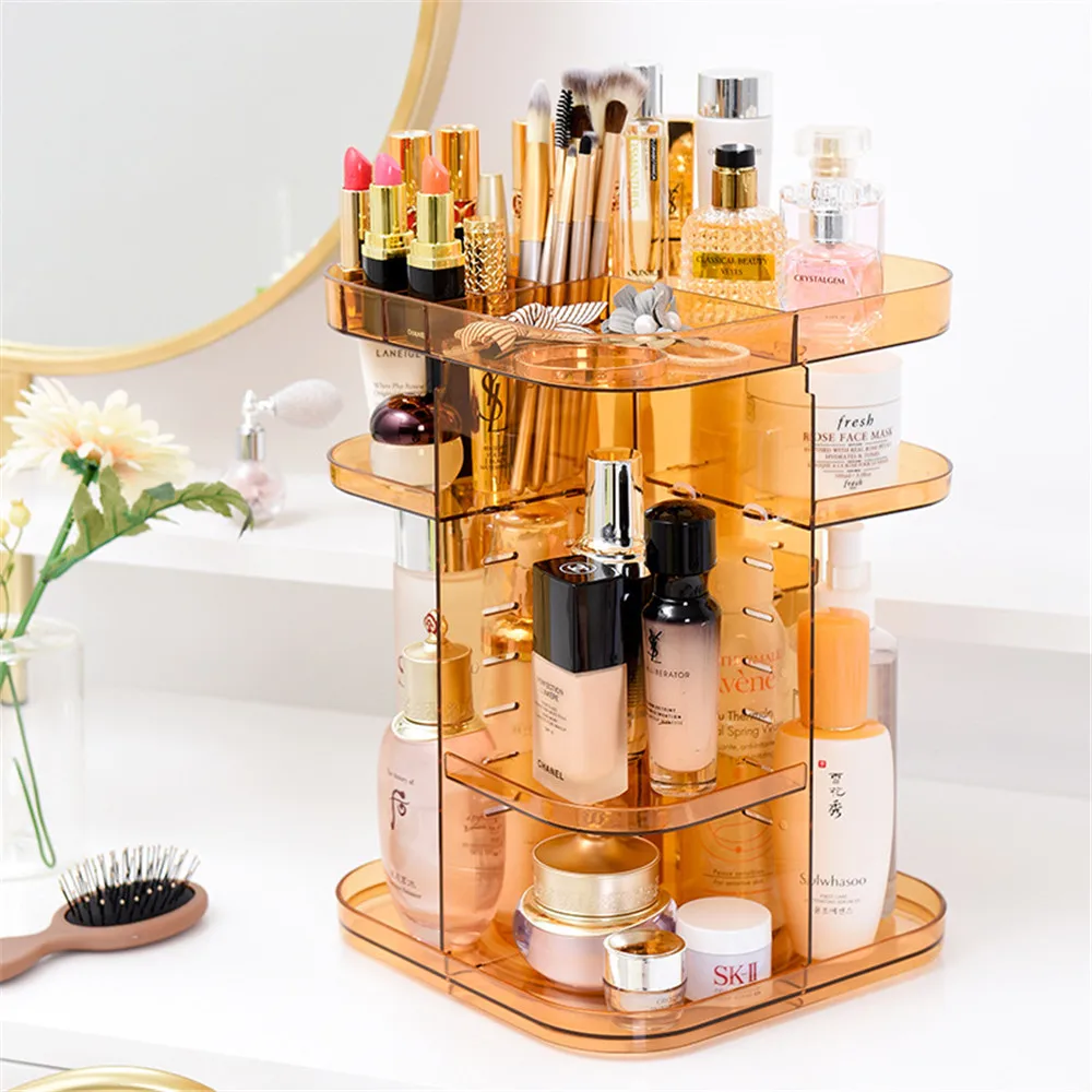 

Makeup Organizer 360-degree Rotating Plastic Cosmetic Storage Box Jewelry Container Make Up Case Makeup Brush Holder Organizers