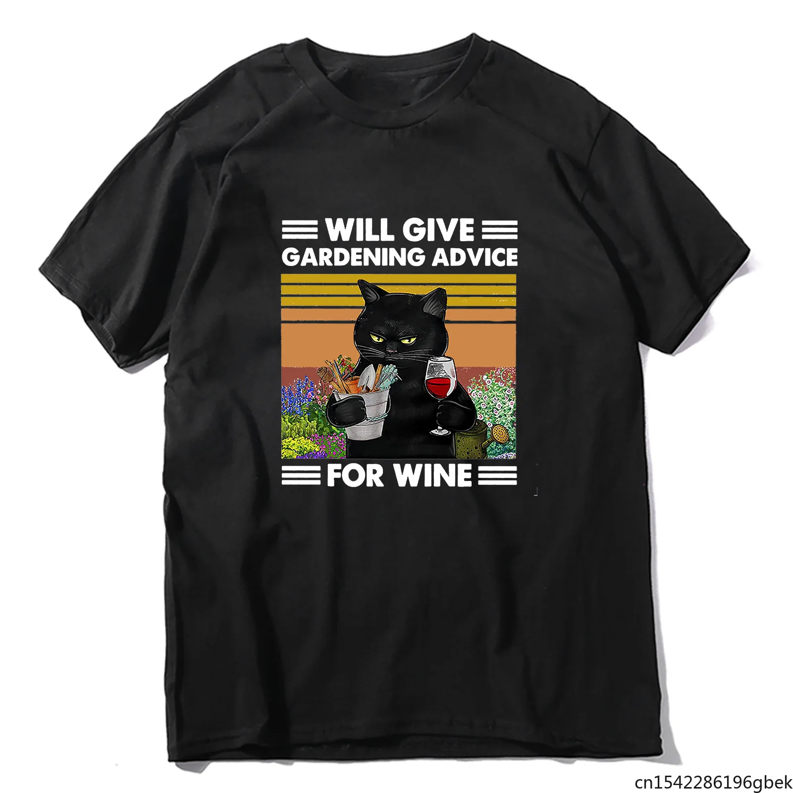 

Black Cat Will Give Gardening Advice for Wine Funny Men's T-Shirt