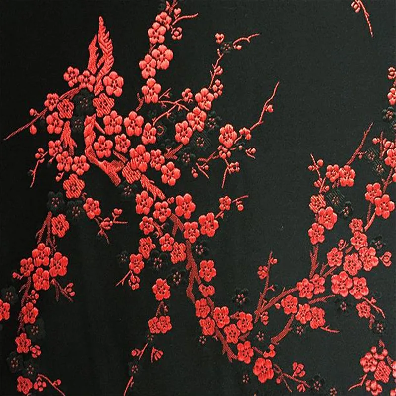 Жаккардовая ткань из полиэстера винтерный дизайн с рисунком цветка сливы парча