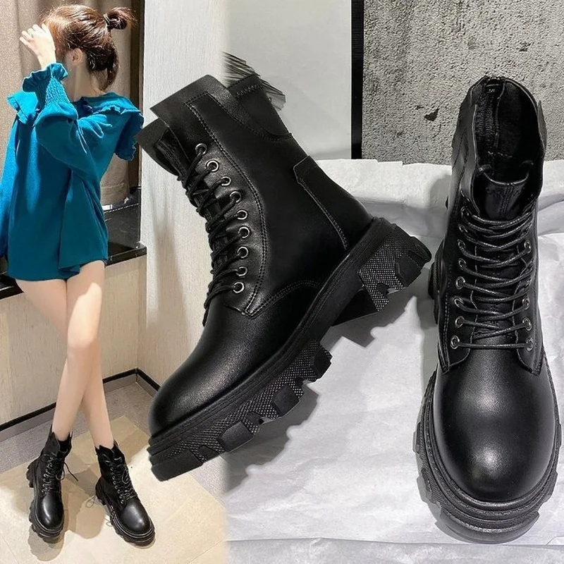 

Fashion Martin boots 2022 spring and autumn thick-soled thin single boots short boots Knight boots