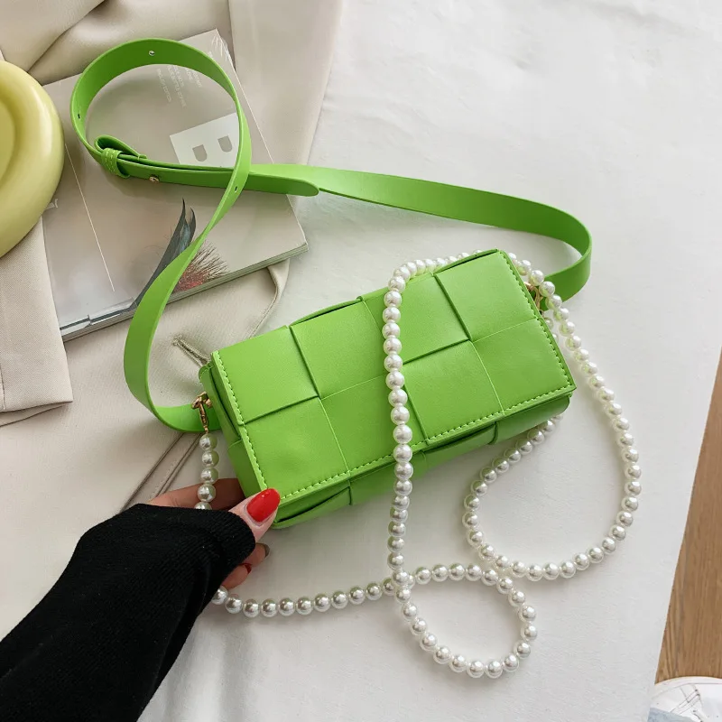 

Ladies Designer Brand Cassette Waist Chest Shoulder Bag Belt Fanny Pack Small Knitted Woven PU Leather Crossbody Purse Girl Sac