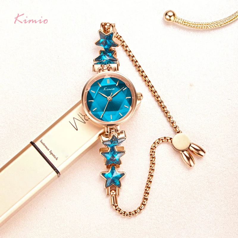 kimio Ladies Blue Star Bracelet Watch For Women Simple Small Dial Dress Watches Female Brand Waterproof Wristwatch 2019 New enlarge