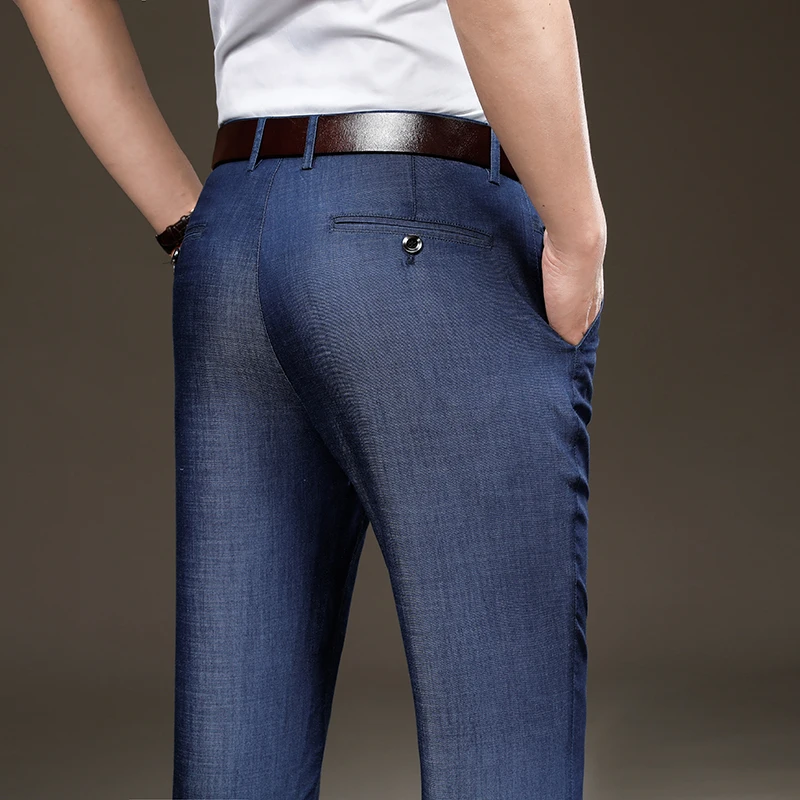 

Мужские джинсы оверсайз, Свободные повседневные Стрейчевые джинсы из тенсела, Новое поступление лета 2021, тонкие удобные деловые джинсовые ...