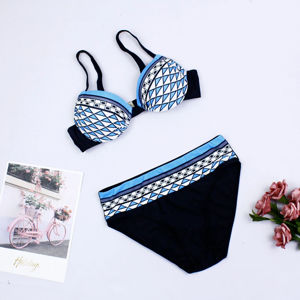 Сексуальный купальник с принтом Женский комплект бикини пуш ап женский