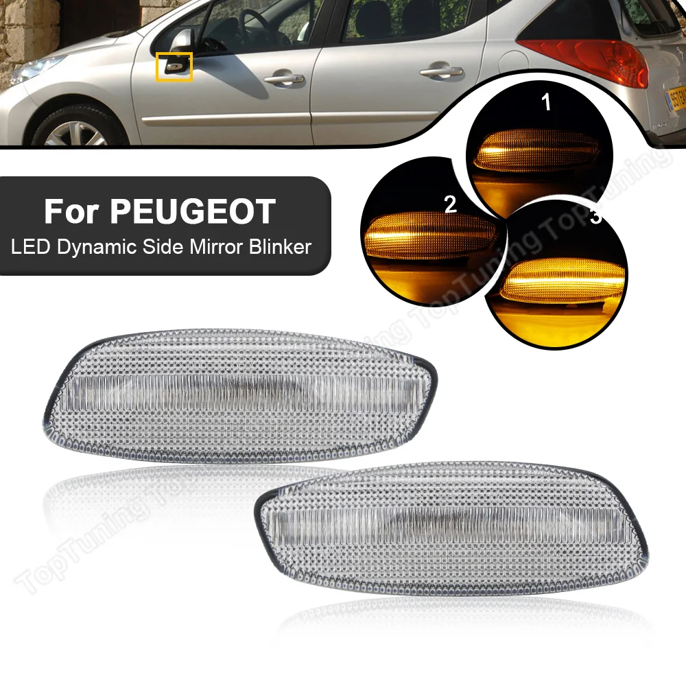 

2PCS LED Dynamic Amber Side Marker Turn Signal Light For Peugeot 207 308 3008 5008 RCZ For Citroen C4 Coupe Picasso C3 C5 X7 DS3