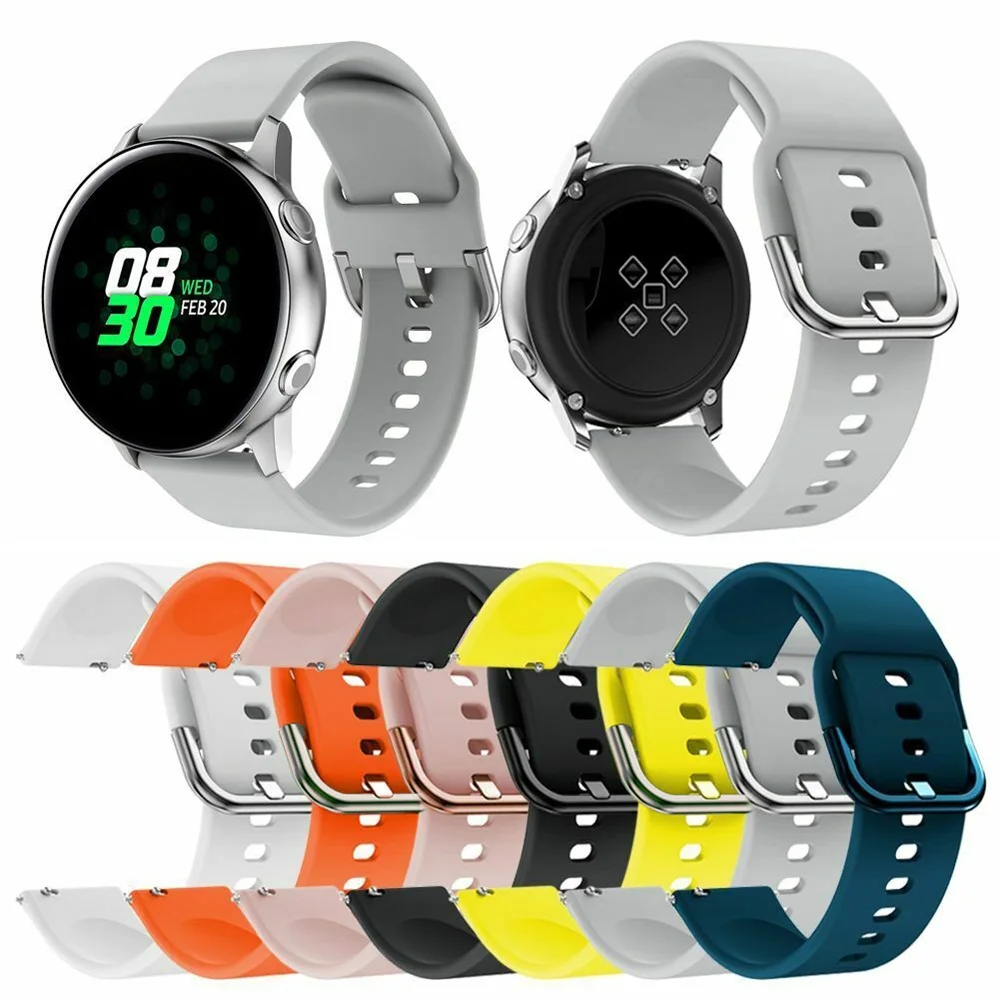

1Pc 20mm Silicone Watch Band Replacement Strap Wristbands for Samsung Galaxy Watch Active 2 42mm Smart Watch Accessories