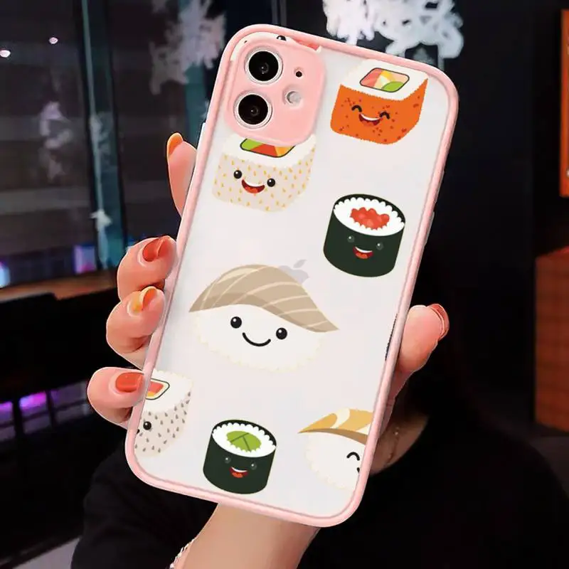 

Cartoon sushi cute fruit Phone Case Matte Transparent for iPhone 7 8 11 12 s mini pro X XS XR MAX Plus cover funda