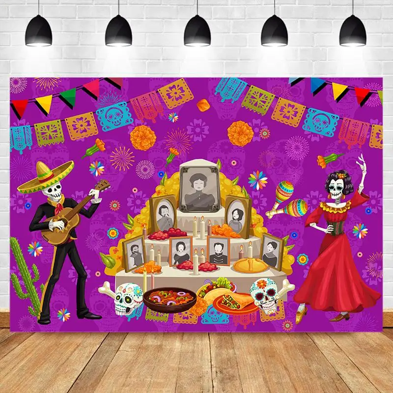 

Фон Nitree День мертвых мексиканский сахарный череп фотография фоны День мертвых платье Вечерние НКА фото фон