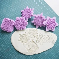 5pcsset lace pattern embossing die plastic stamp polymer clay sculpture texture stamp clay tool dotting tools