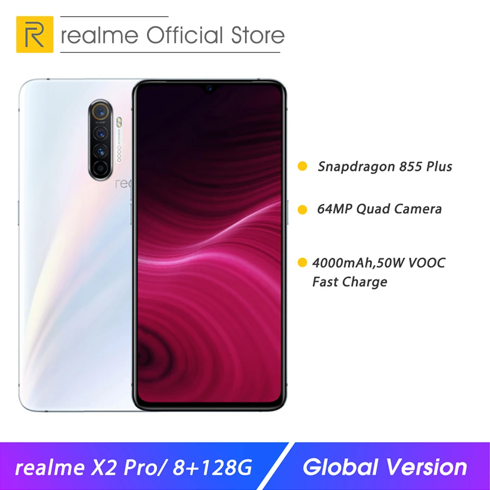Realme X2 Pro 8 Гб 128 ГБ 6 5 дюймов мобильный телефон Snapdragon 855 Plus 64 мп Quad Camera NFC Смартфон OPPO