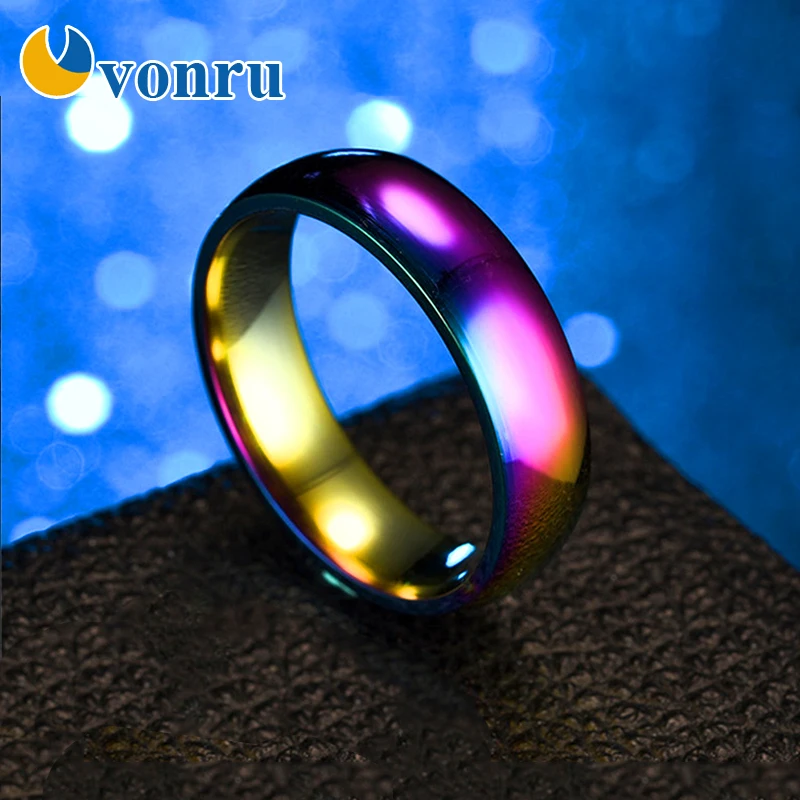 Высокое качество 6 мм цветное кольцо из нержавеющей стали модное глянцевое лицо