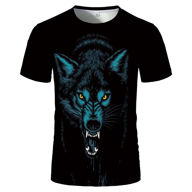 Новинка 2021 Мужская футболка с 3D принтом тигра черная свирепым тигром уличная