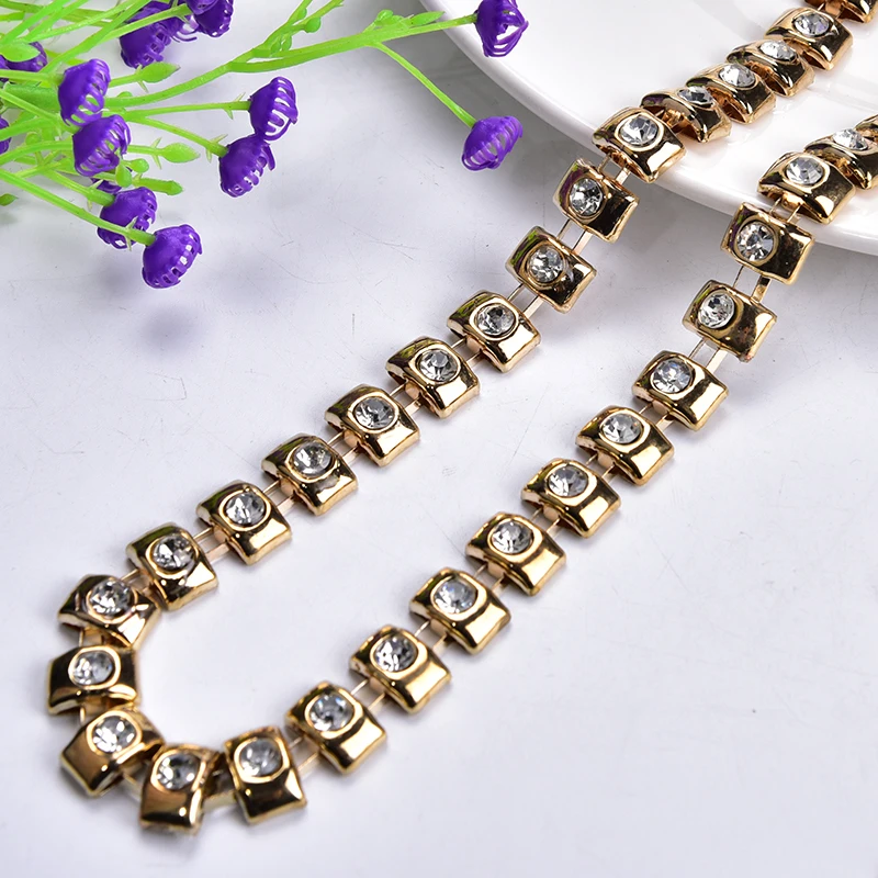 2 ярда стразы с кристаллами отделка золотая металлическая лента пришивная для