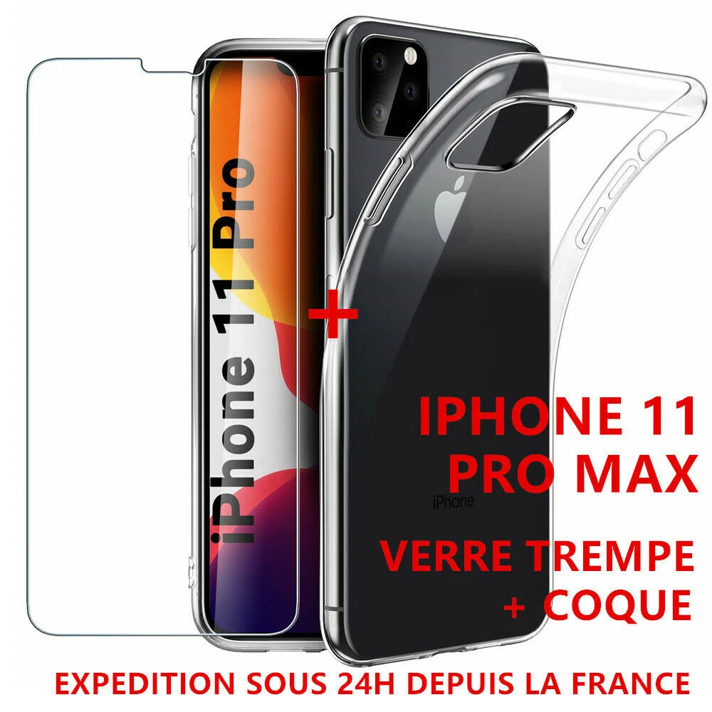 

Ultra Mince TPU Coque For iPhone 11 Pro Max 6,5'+ Protection Verre trempé écran