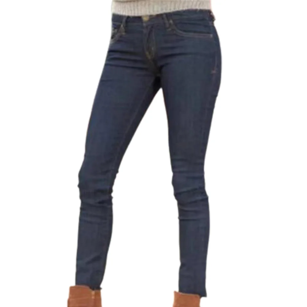 

Dark Blue Oversize Womens Denim Jeans Skinny Pants Casual Work Slim Basic Fit Straight Pencil Trousers Famele Clothing