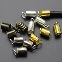 100pcs spring crimp ends fastener coil cord crimps end caps clasps fits 2mm 3mm cord diy necklace connectors jewelry findings