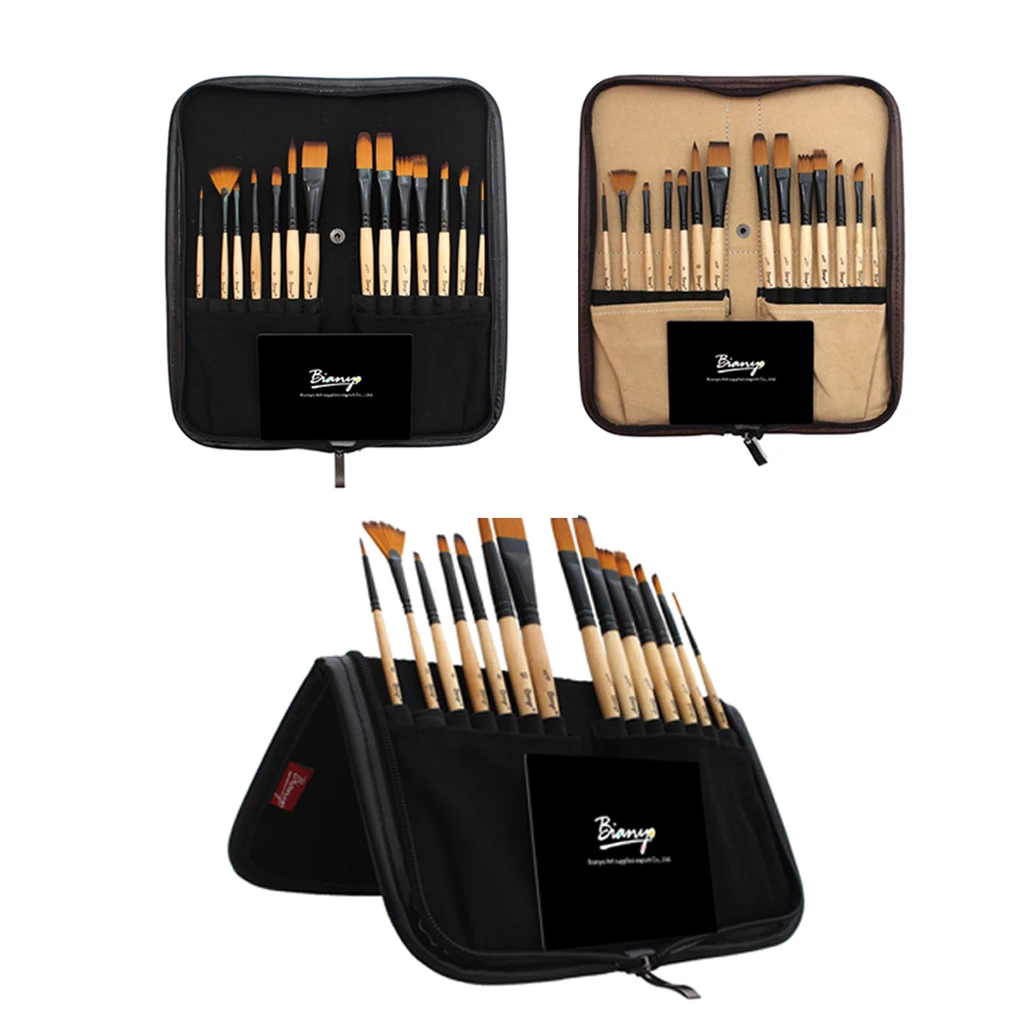 

14 Pc / Set Nylon Brush Set Acrylic Flat Brush Oil Paint Brush For Painting Oil