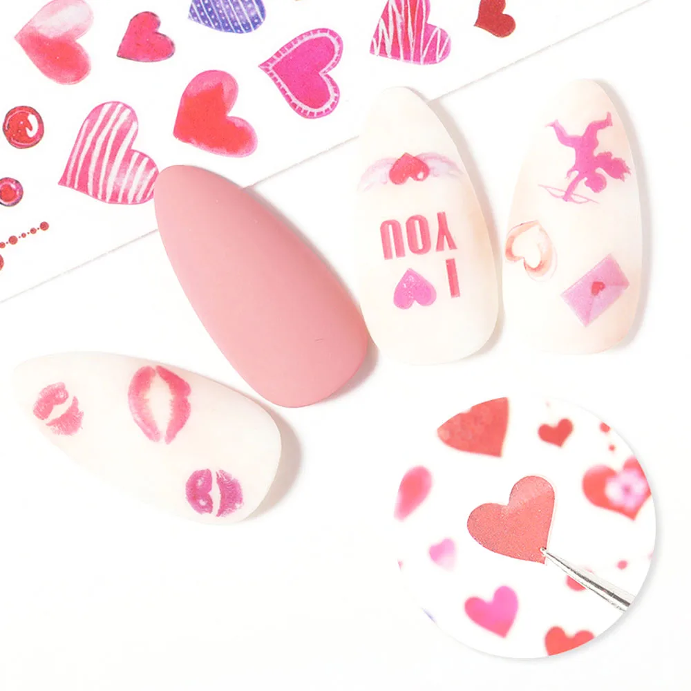 

1Pcs 10.3cm*7.9cm INS Pop Net Red Nail Art Sticker Lover Sexy Lips Rose Valentine's Day Leave Slider DIY Adhesive Decals Te#039