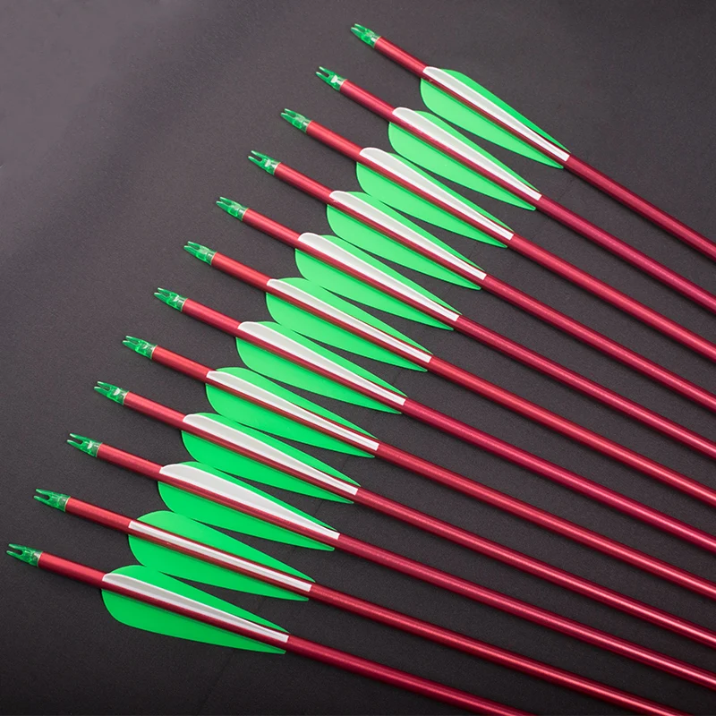 

Стрелы для стрельбы из лука и стрелы 12 шт., алюминиевые сменные стрелы для стрельбы из лука 30 дюймов, 4 дюйма, 300
