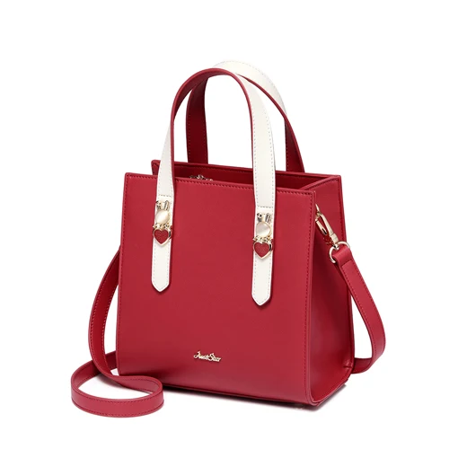 Красный JUST STAR женские Сумки из искусственной кожи Дамская мода кролик плечо Tote кошелек женский элегантный красный панелями сумка - Цвет: Красный