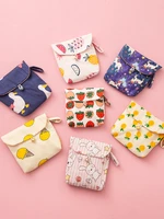 wg korean cute cartoon sanitary napkin storage bag cotton cloth sanitary napkin bag monthly package coin purse jewelry bag