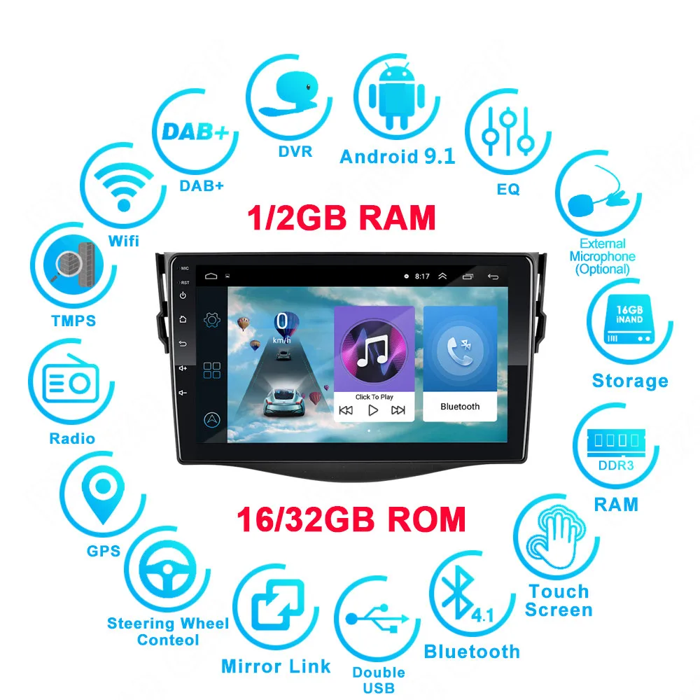 Автомобильный мультимедийный плеер стерео-система на Android 9 1 с &quotэкраном GPS Wi-Fi MP5