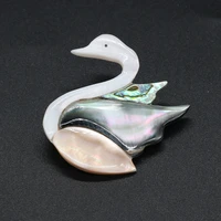 natural shell brooch exquisite swan shaped pendant for jewelry making diy necklace bracelet clothes accessory