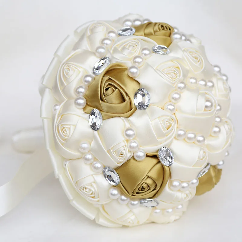 Свадебные букеты с жемчугом и кристаллами цвета слоновой кости королевские