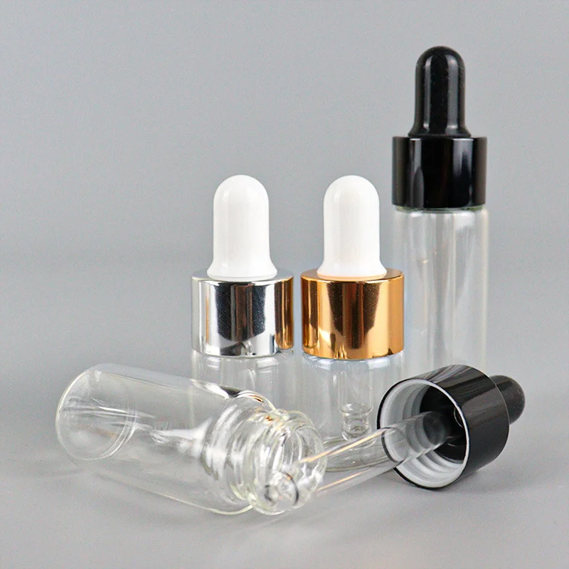 

50pcs/lot Dropper Bottle Aromatherapy Liquid Clear Glass Metal Cap Serum/essential Basic Massage Oil Pipette Refillable Bottle