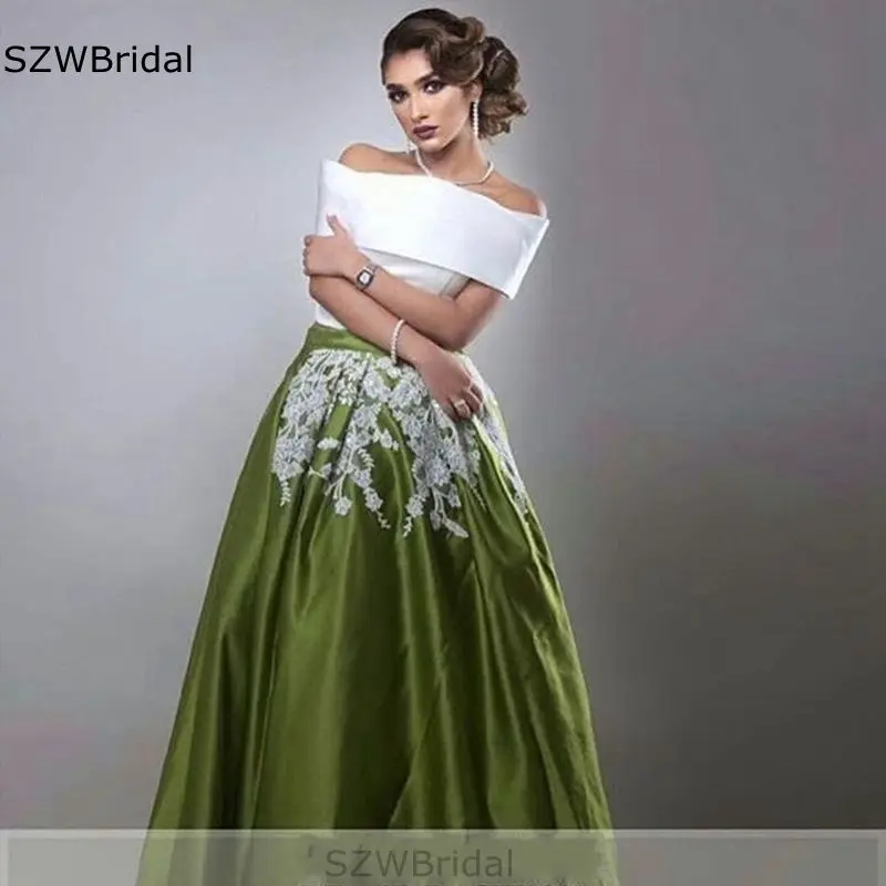 

Женское атласное платье для выпускного вечера, белое или зеленое платье с кружевной аппликацией, элегантное бальное платье Дубая, 2021