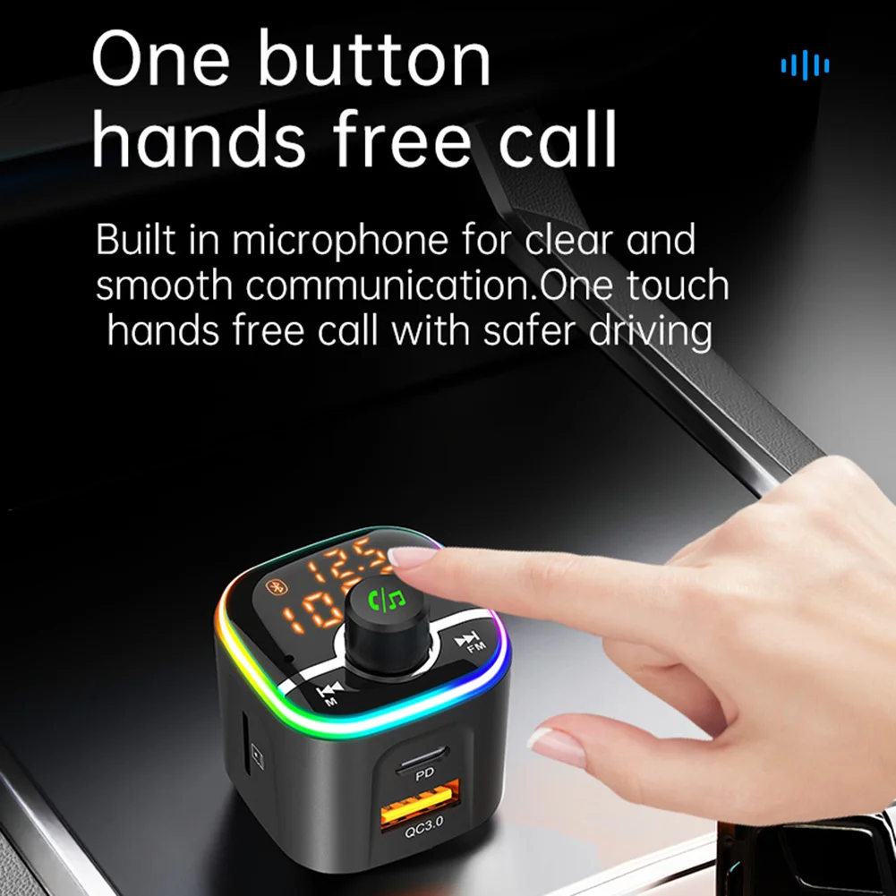 Автомобильное зарядное устройство USB беспроводной FM трансмиттер QC3.0 PD mp3 плеер