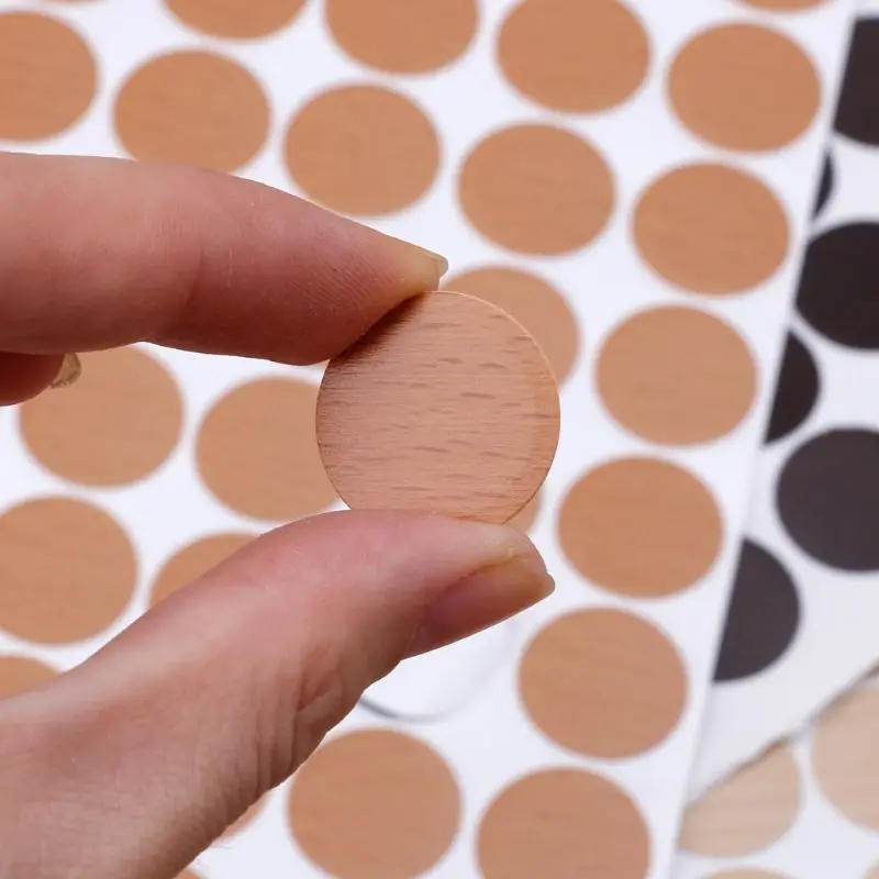 

P15F 54Pcs 20mm Wooden Furniture Self Adhesive Cabinet Screw Cap Covers Hole Stickers