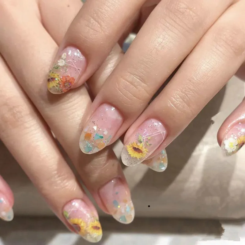 1 шт 3D слайдер для ногтей Подсолнух зеленые листья кролик розовый кружевной